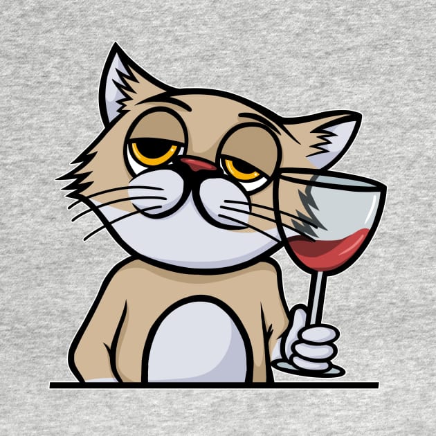 Pawr Me Some Wine | Cat enjoying a glass of red wine by Malinda